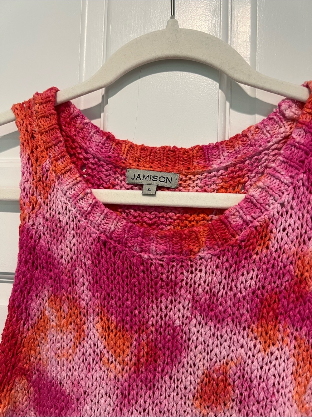 Jamison Cotton Knit Tank Top Pink Orange Tie Dye Sleeveless Chunky Sweater Small - Picture 4 of 7